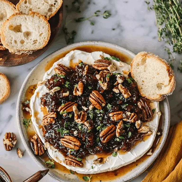 Goat Cheese Appetizer with Fig Jam & Pecans on crostini