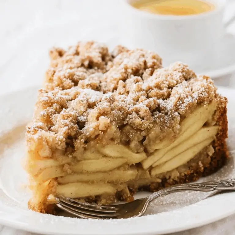 Honeycrisp Apple Cake with crumble topping and apple slices