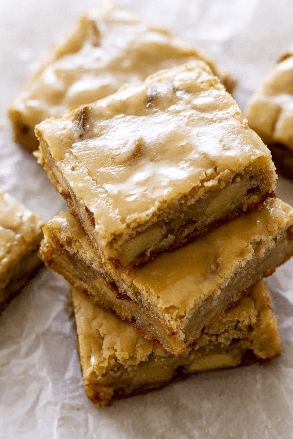 Maple Glazed Apple Blondies with warm maple glaze