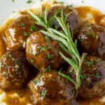Meatballs and Gravy served with mashed potatoes