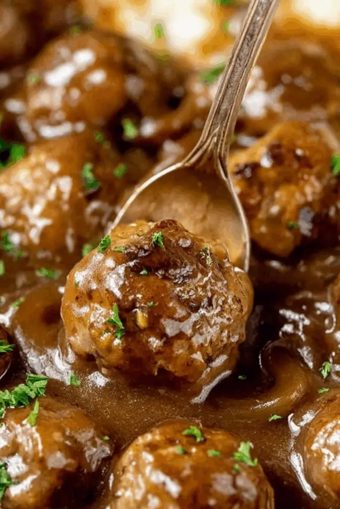 Meatballs and Gravy served with mashed potatoes