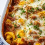 Million Dollar Baked Tortellini with cheese and marinara sauce
