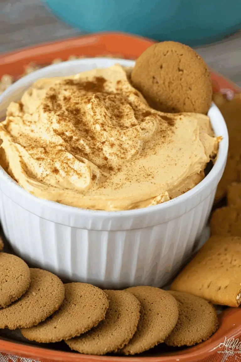 Pumpkin Cheesecake Dip served with graham crackers for dipping