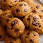 Pumpkin Chocolate Chip Cookies on baking tray – soft and spiced fall cookies