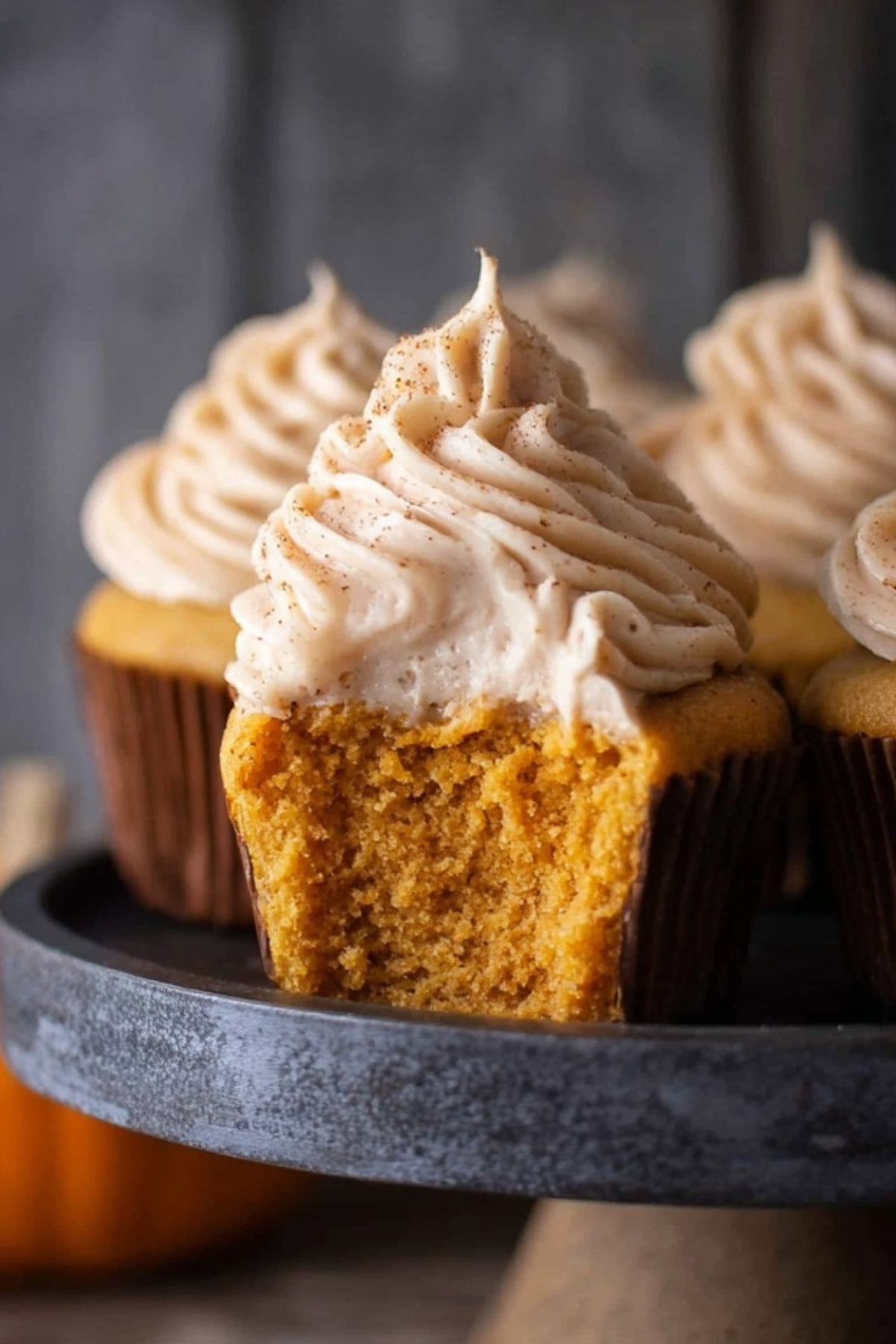 Moist pumpkin cupcakes with cream cheese frosting