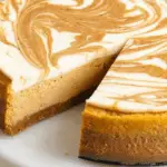 pumpkin swirl cheesecake with a creamy texture and fall spices