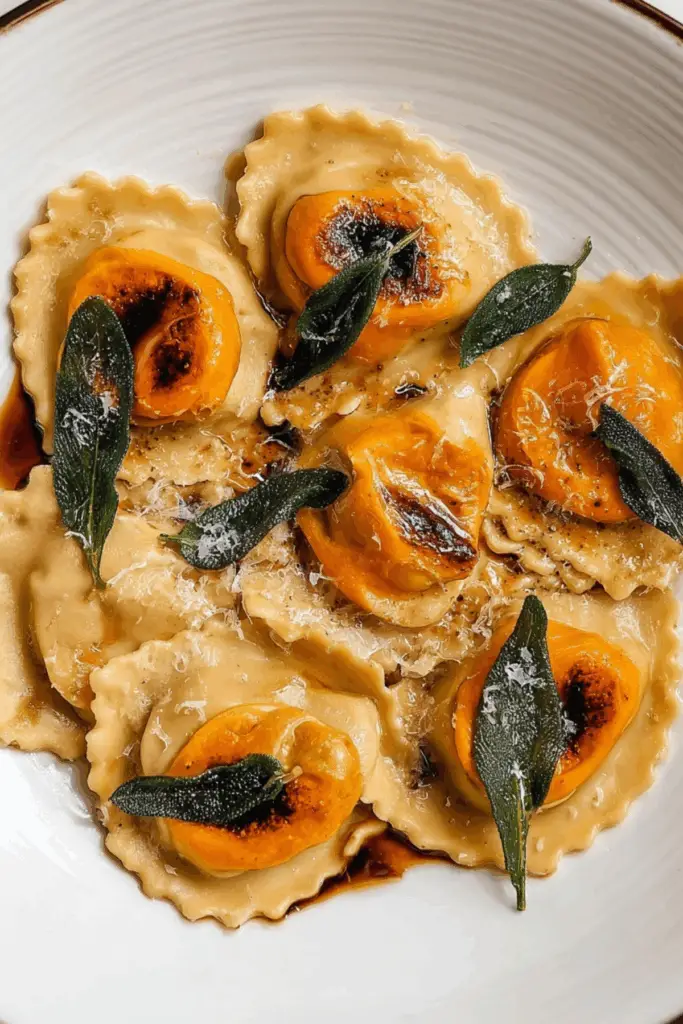 Roast Pumpkin Agnolotti with brown butter and sage"