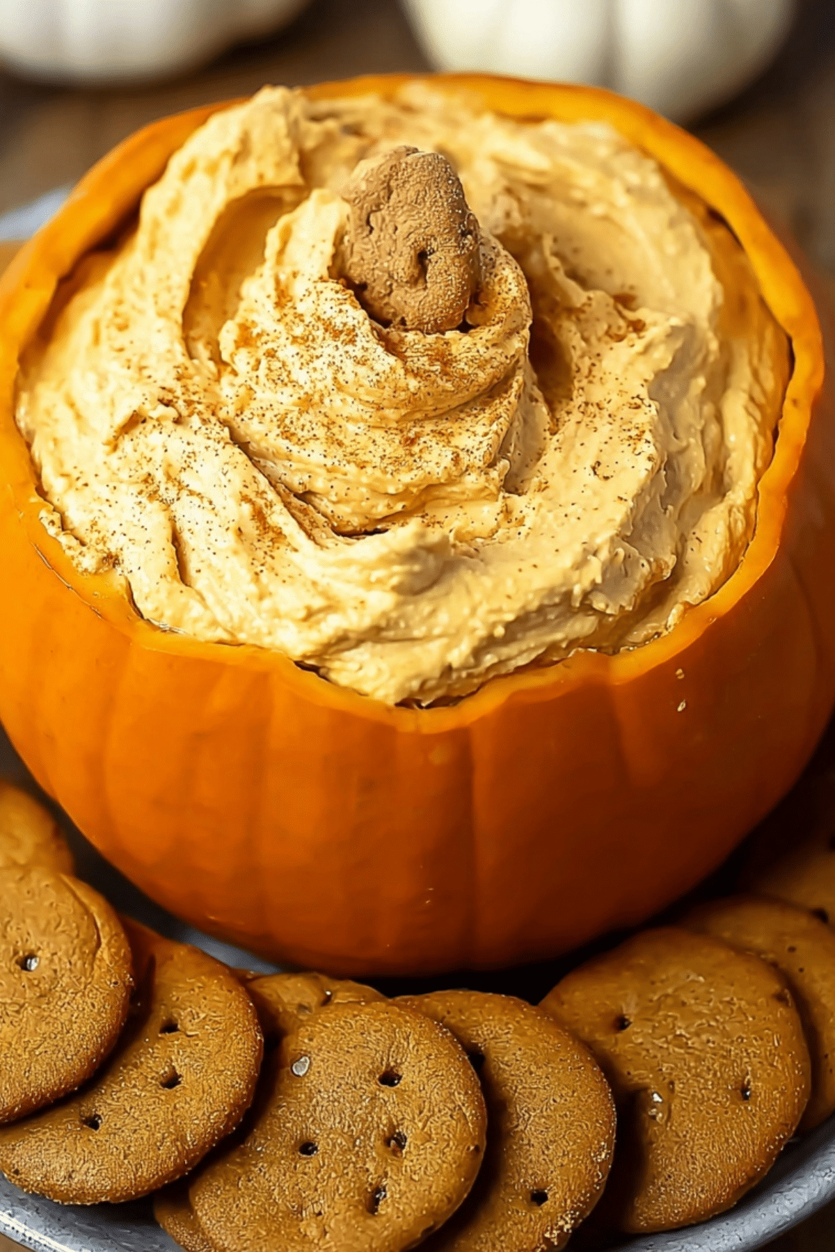 Pumpkin Dip served with cookies, perfect fall appetizer or dessert.