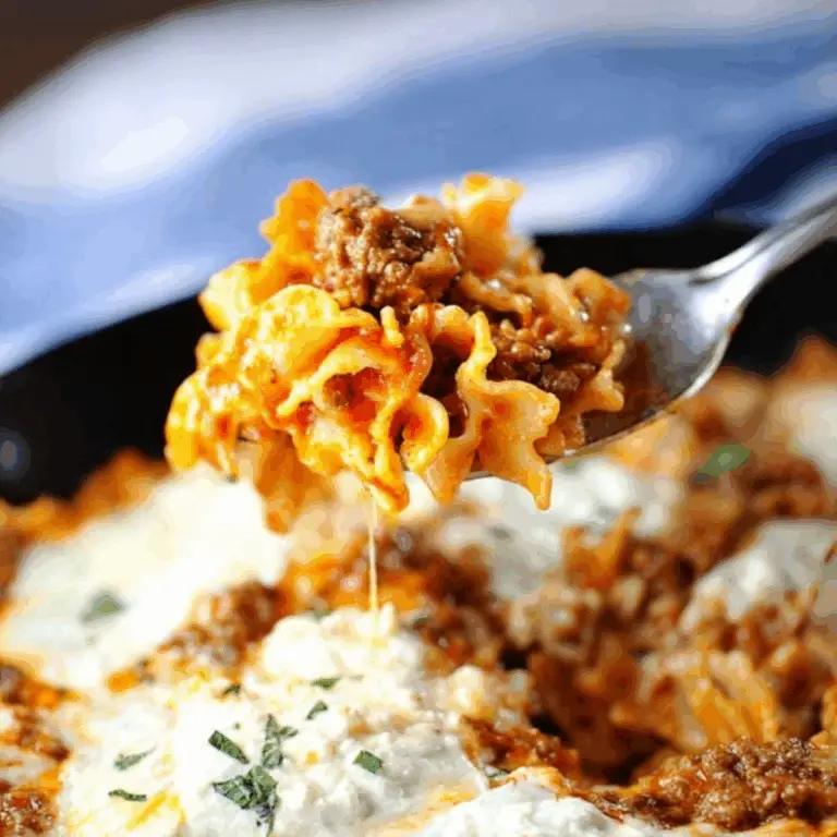 Skillet Lasagna recipe in a pan