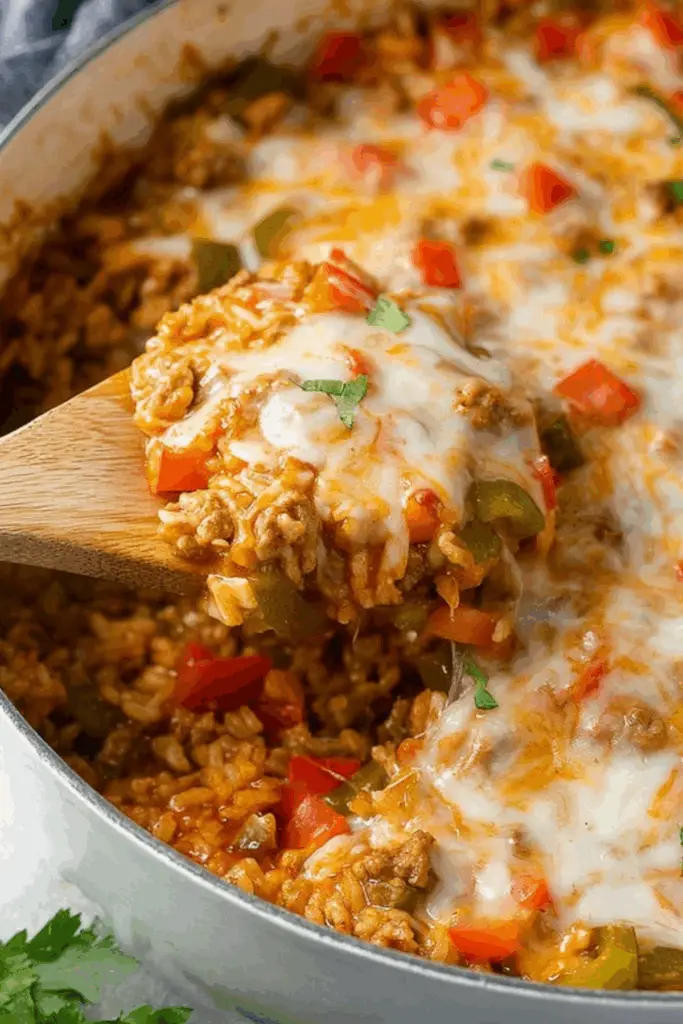 stuffed pepper casserole recipe with sausage and mozzarella cheese