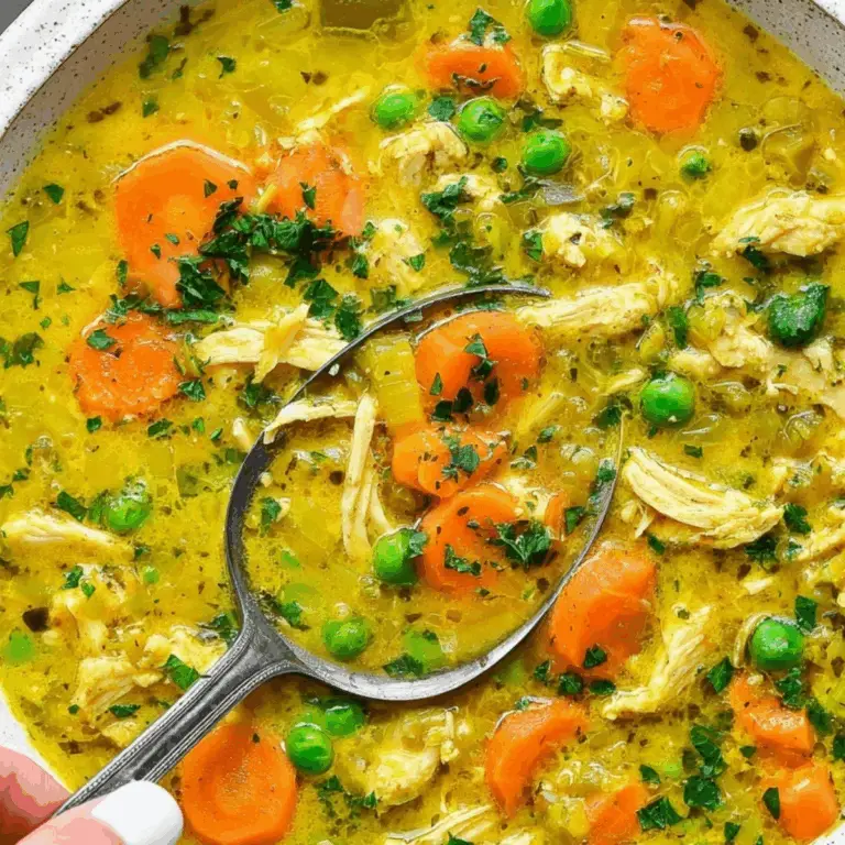 Anti Inflammatory Chicken Soup in a bowl, filled with vibrant vegetables and lean chicken