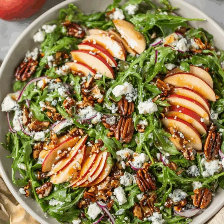 Apple Arugula Salad with goat cheese and maple pecans