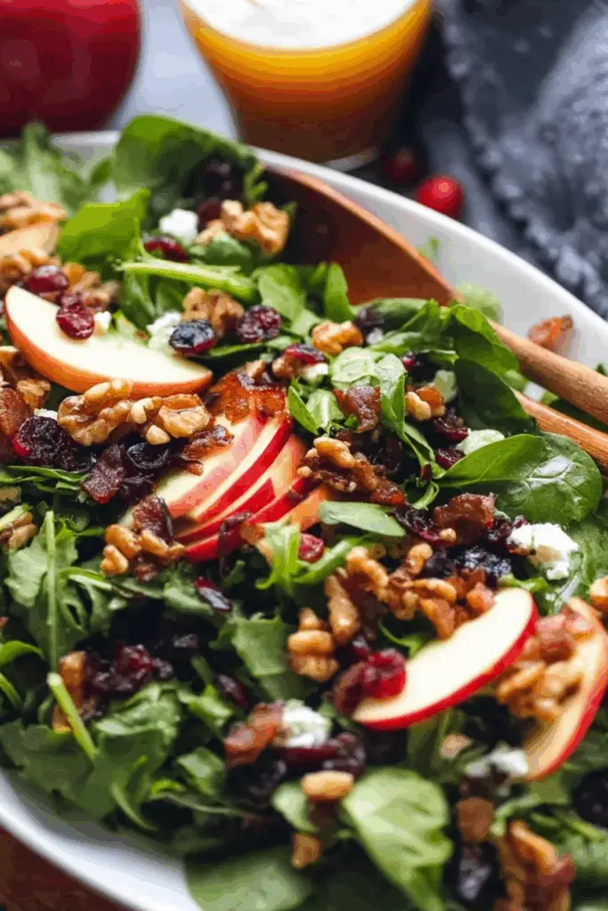 Apple Cranberry Walnut Salad with feta, apples, and walnuts