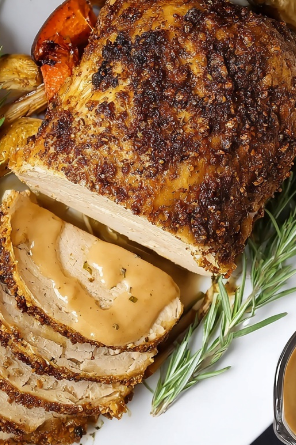 Vegan Turkey Roast with crispy garlic skin