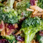 Broccoli Bacon Salad with crispy bacon, fresh broccoli, and tangy dressing
