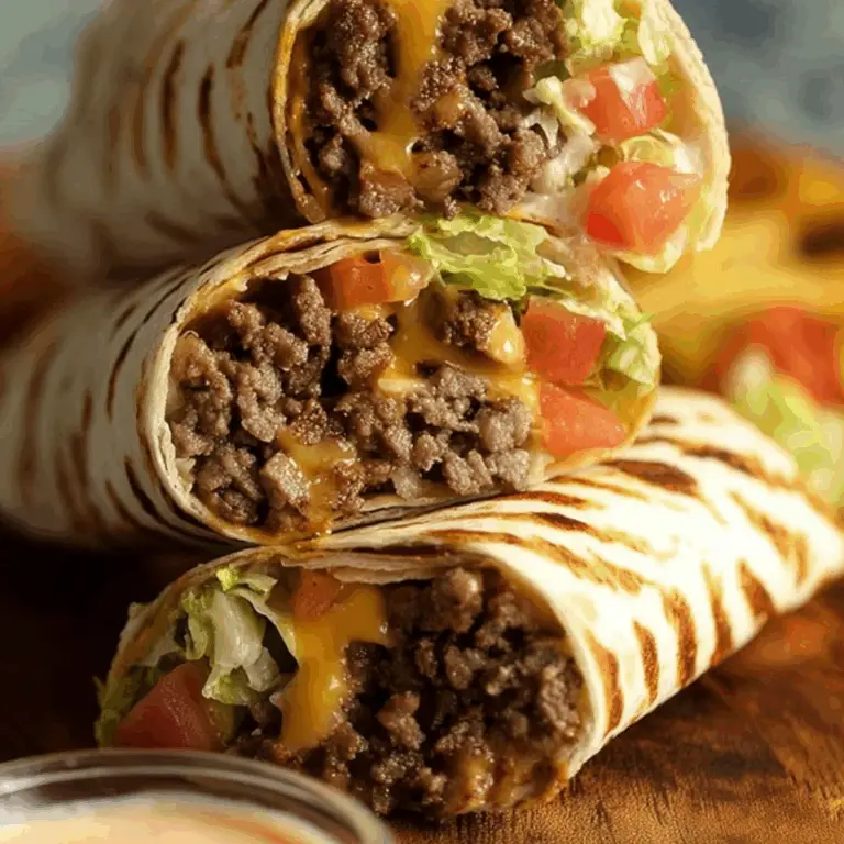 Burrito style cheeseburger wraps with juicy beef and melted cheese