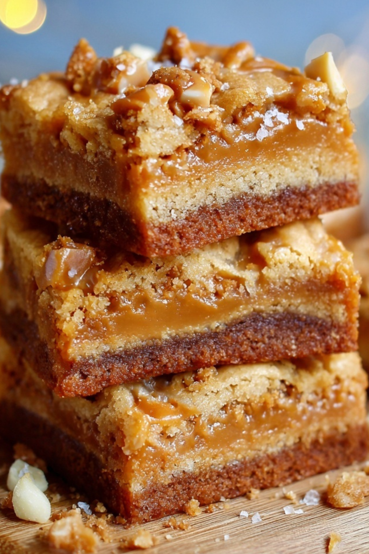 Butterscotch Toffee Cookie Bars with chewy centers and crunchy toffee bits
