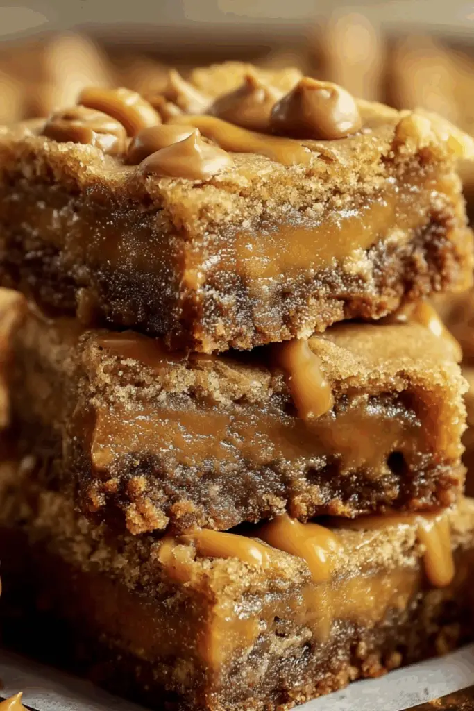 Butterscotch Toffee Cookie Bars with chewy centers and crunchy toffee bits
