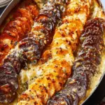 Cheesy Root Vegetable Gratin in a baking dish