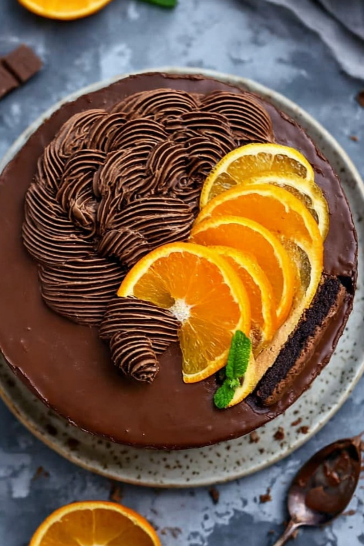chocolate orange cheesecake with Terry’s chocolate and orange zest