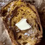 Cinnamon Swirl Pumpkin Sourdough Bread freshly baked with a warm cinnamon swirl