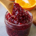 Homemade cranberry orange jam in a jar