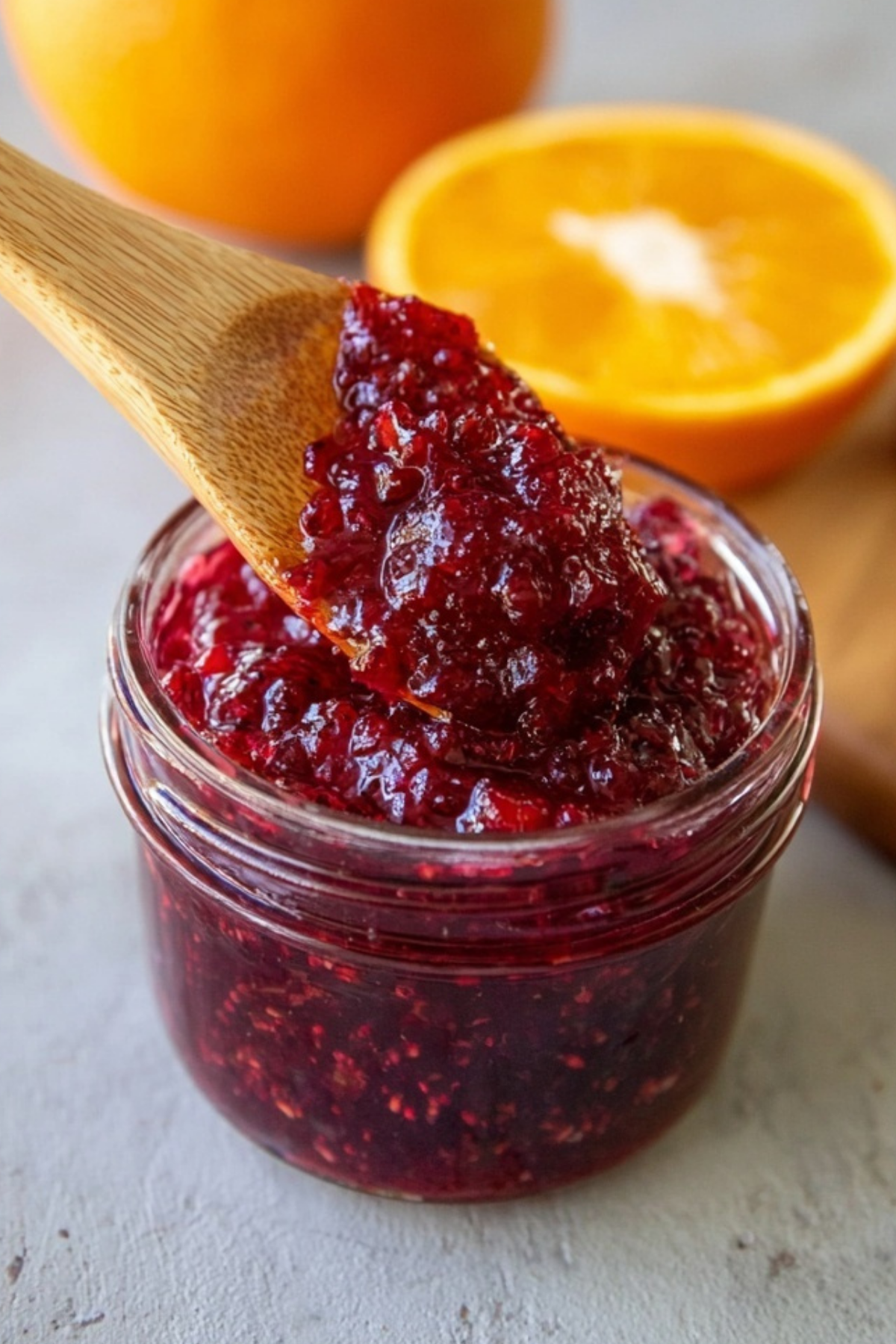 Homemade cranberry orange jam in a jar