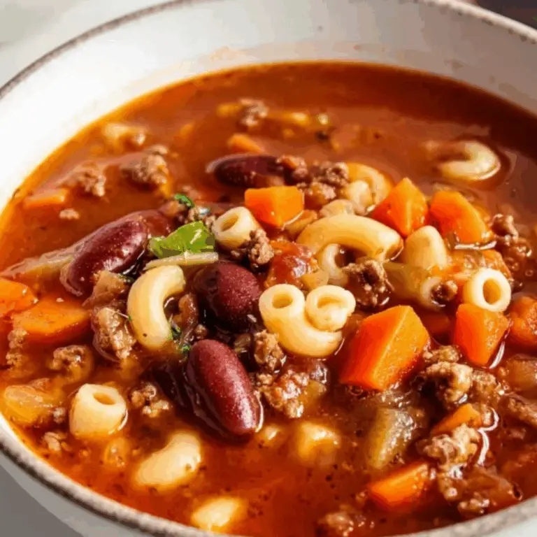Crockpot Pasta Fagioli Soup served in a bowl with vegetables, beans, and pasta