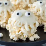 Ghost Marshmallow Popcorn Balls for Halloween party