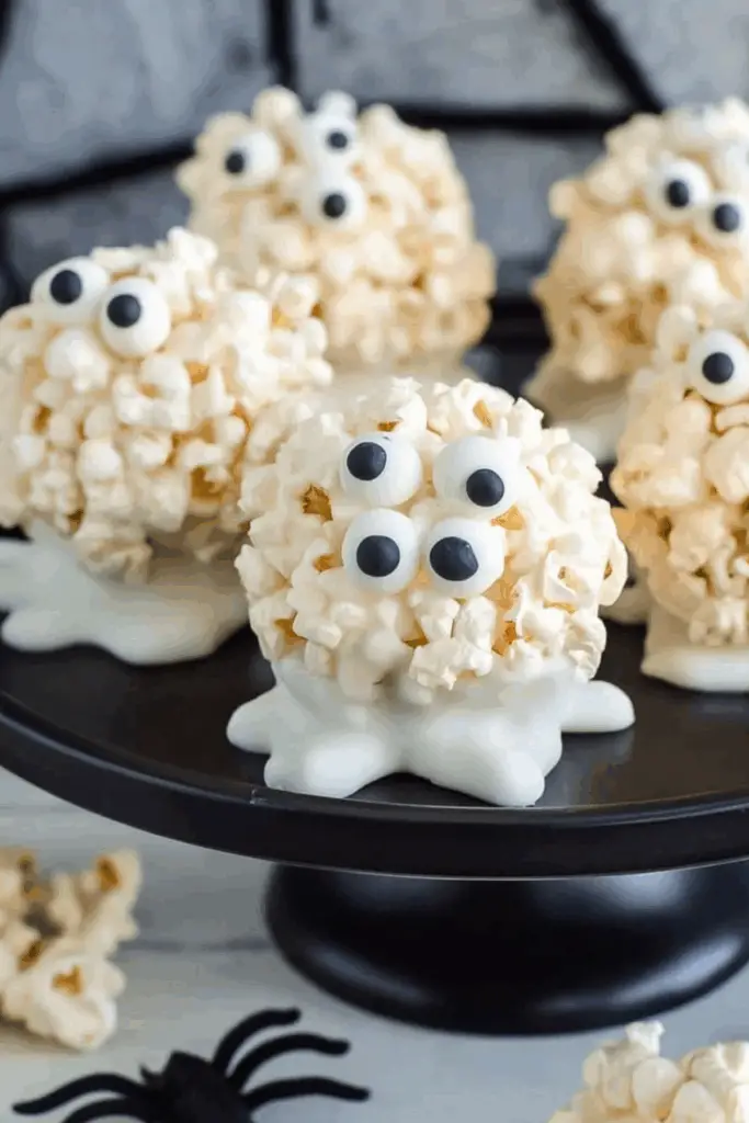 Ghost Marshmallow Popcorn Balls for Halloween party