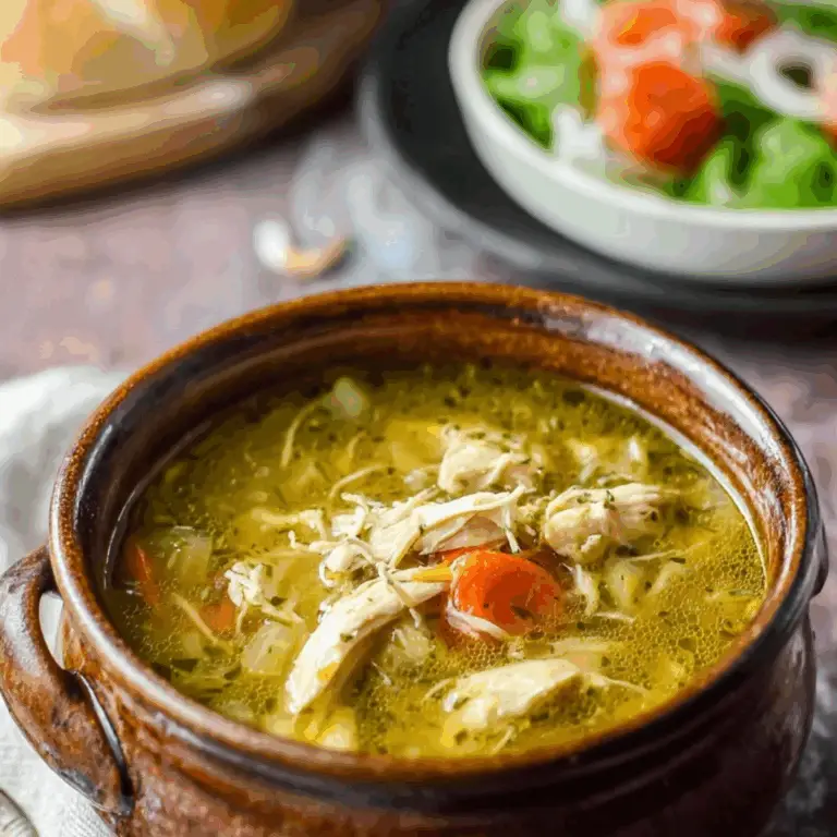 Bowl of good old fashioned chicken soup with vegetables and orzo
