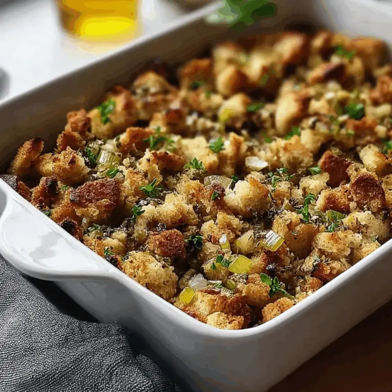 Grandma’s Thanksgiving Stuffing recipe with fresh herbs and bread