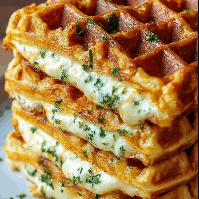 Grilled Cheese Chaffle with melted cheese and crispy edges