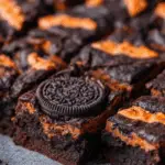 Halloween Oreo brownies with orange-filling cookies