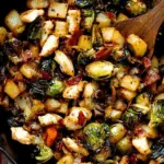 Harvest Chicken Hash in cast-iron skillet with fall vegetables