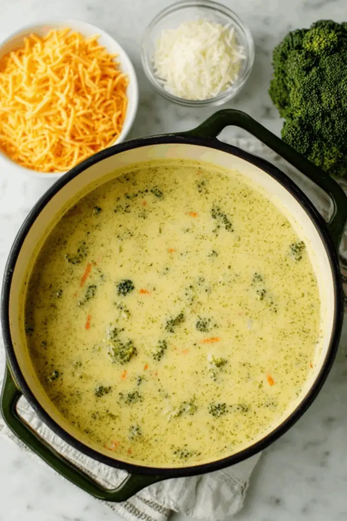 High Protein Broccoli Cheddar Soup Recipe with Cottage Cheese and Cheddar