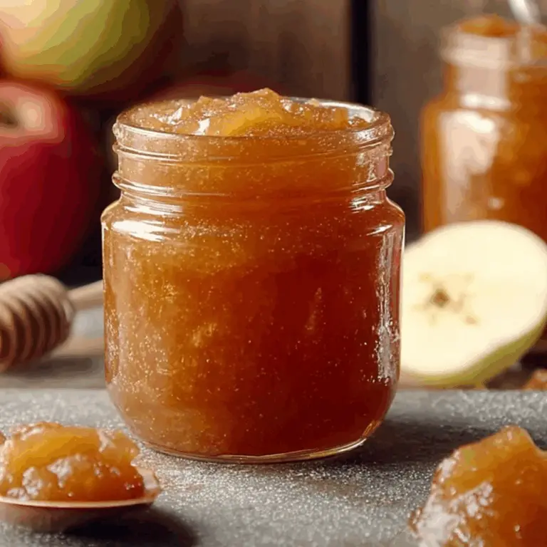 Homemade apple jam in a jar with apples and lemon