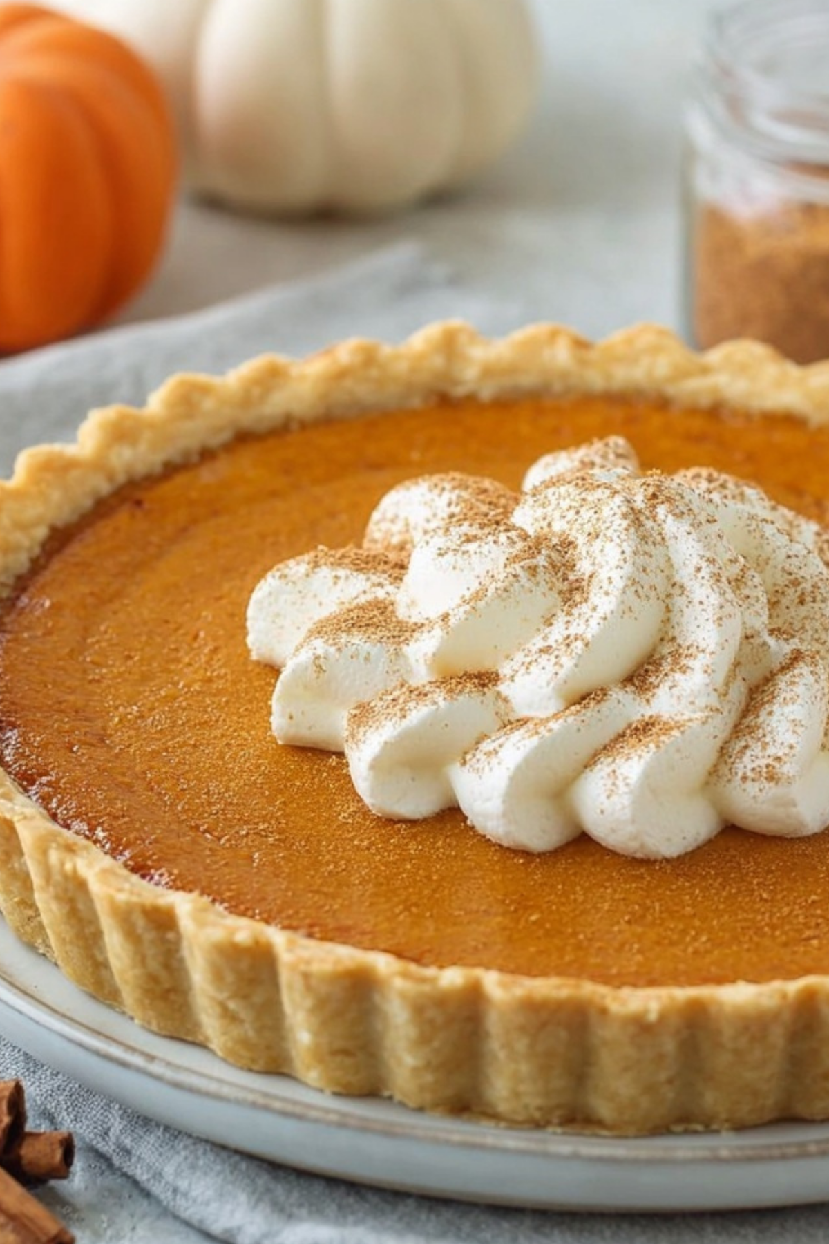 Homemade Fresh Pumpkin Pie ready to serve