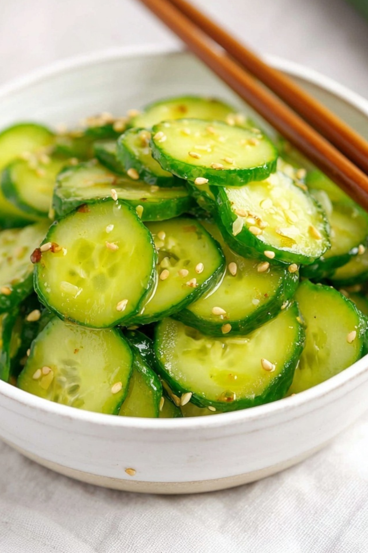 Japanese Cucumber Salad with soy sauce, rice vinegar, and cucumbers