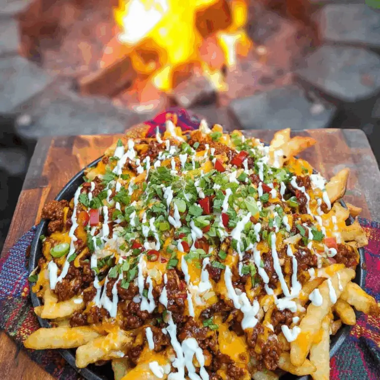 Loaded Chili Cheese Fries with melted cheese and chili on crispy fries