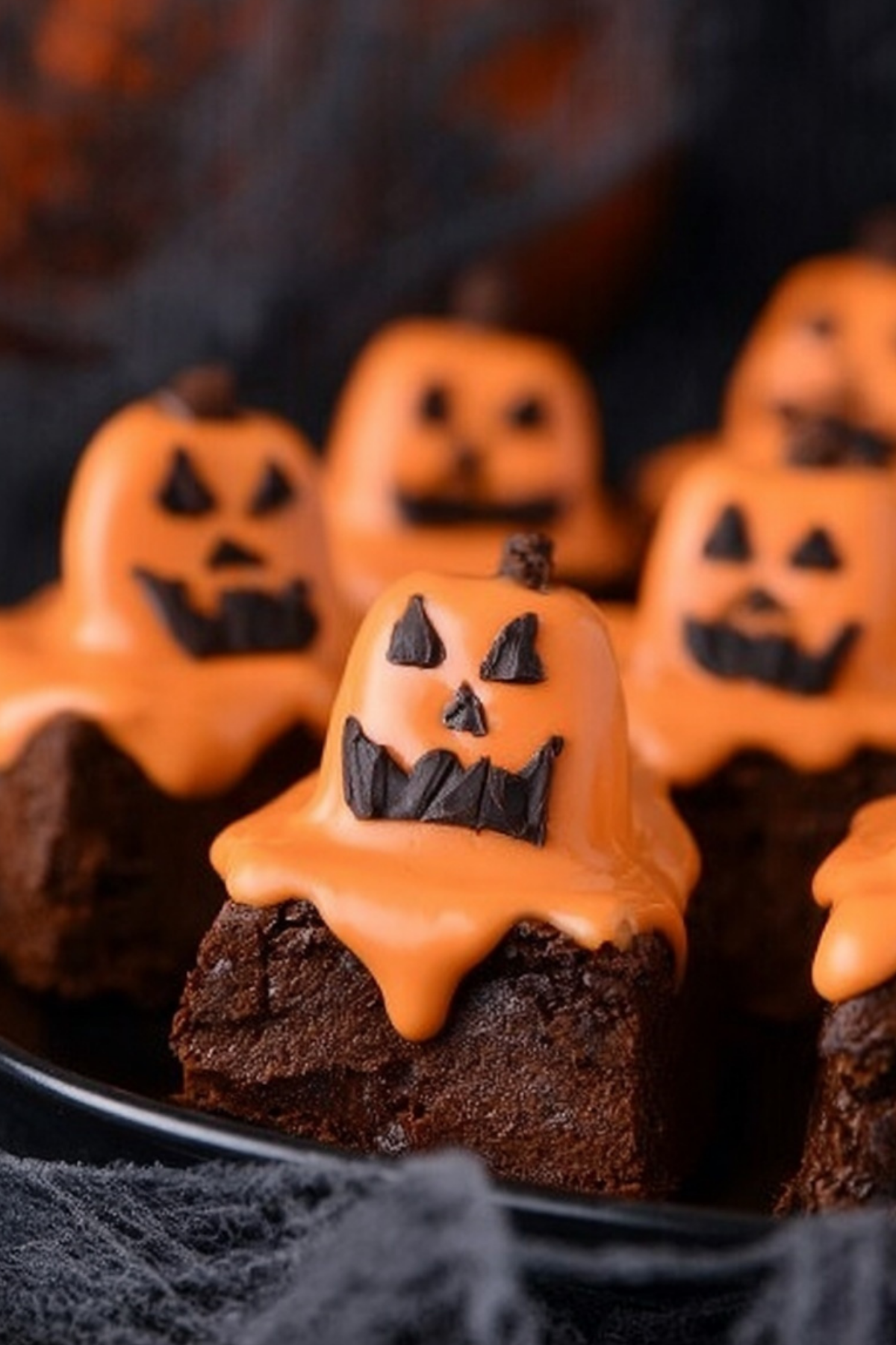 Melted Jack O’ Lantern Brownies Halloween dessert