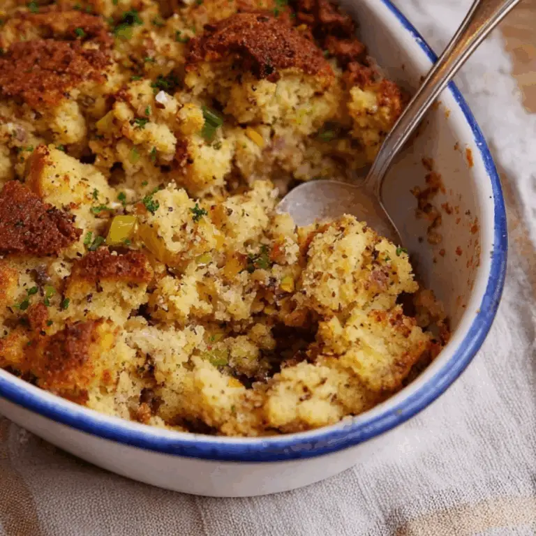 Old-Fashioned Cornbread Dressing with cornbread and herbs