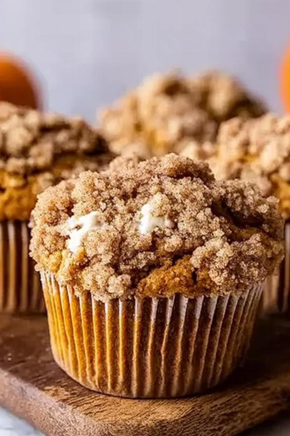 Pumpkin Crumb Muffins with spiced topping on a plate
