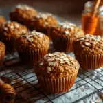Pumpkin Oatmeal Muffins served on a plate with a warm, golden-brown texture