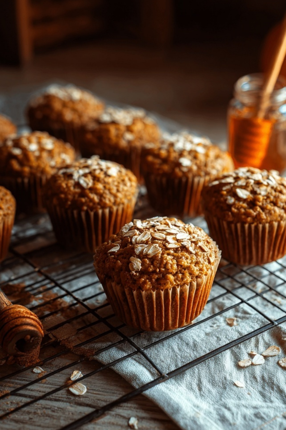 Pumpkin Oatmeal Muffins served on a plate with a warm, golden-brown texture
