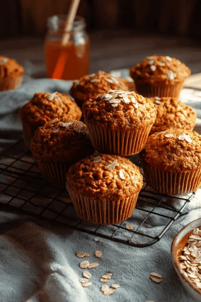 Pumpkin Oatmeal Muffins served on a plate with a warm, golden-brown texture