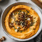 Pumpkin Whipped Feta Dip served with walnuts and thyme