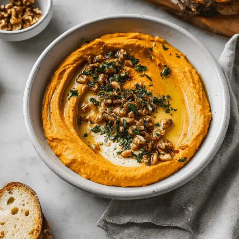 Pumpkin Whipped Feta Dip served with walnuts and thyme