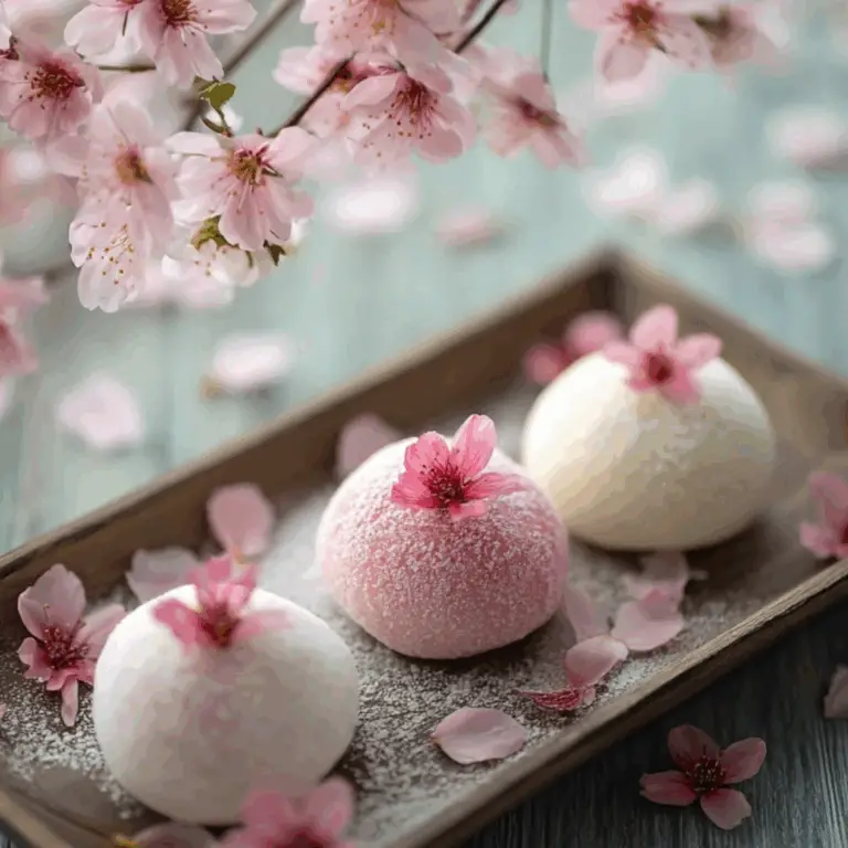Easy Sakura Cherry Blossom Recipe - Soft Mochi with Cherry Blossom Petals
