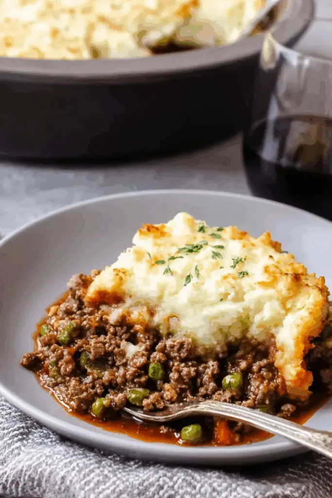 Shepherd’s Pie Recipe with mashed potatoes and red wine gravy